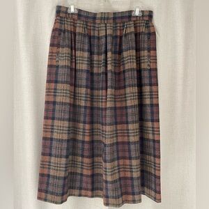 Pendleton Vintage Plaid Wool Midi Skirt
